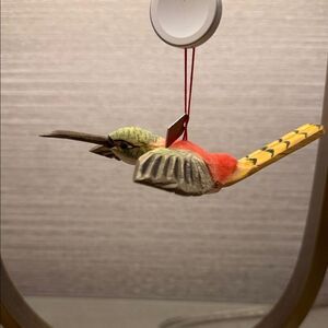 Colorful Wood Painted Bird Hanging Christmas Holiday Ornament